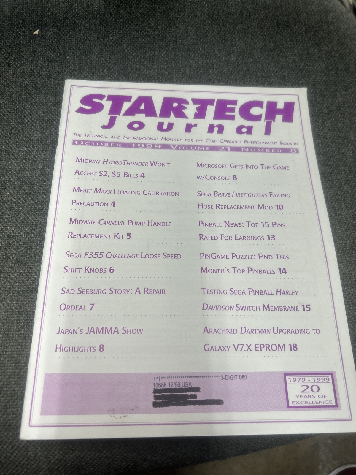 STAR TECH JOURNAL OCTOBER 1999 VOLUME 21 NUMBER 8 Manual - good used original