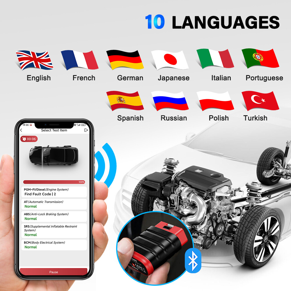 ThinkSafe OBD2 Diagnostic Scanner Bluetooth All System Bidirectional ABS SRS BMS