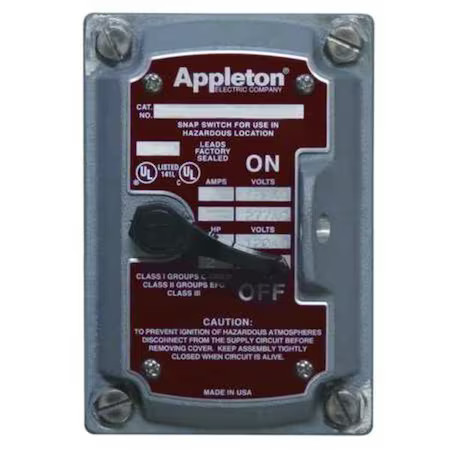 Appleton Electric Edsf12 Switch Cover, 1-Pole Or 2-Pole, 1Gang, A