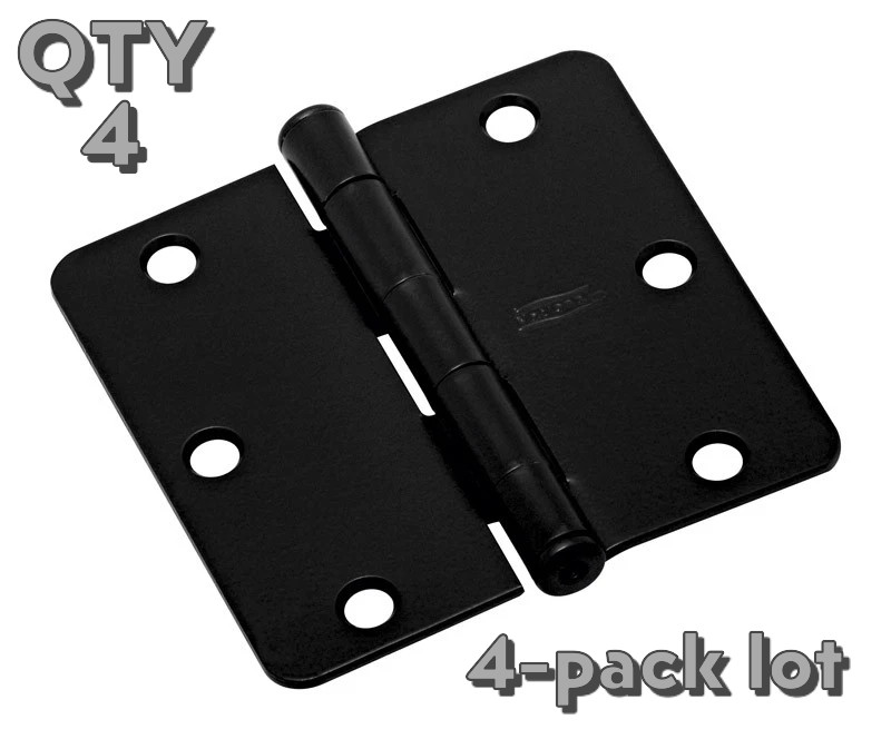 4-pack lot National N830-202 Oil Rubbed Bronze 3" Door Hinge 1/4" radius corner