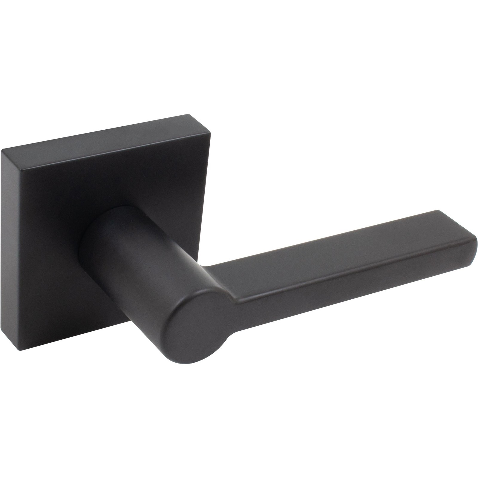 Vienna Door Lever with Square Rosette, Passage (Hall/Closet) Latch, Matte Black