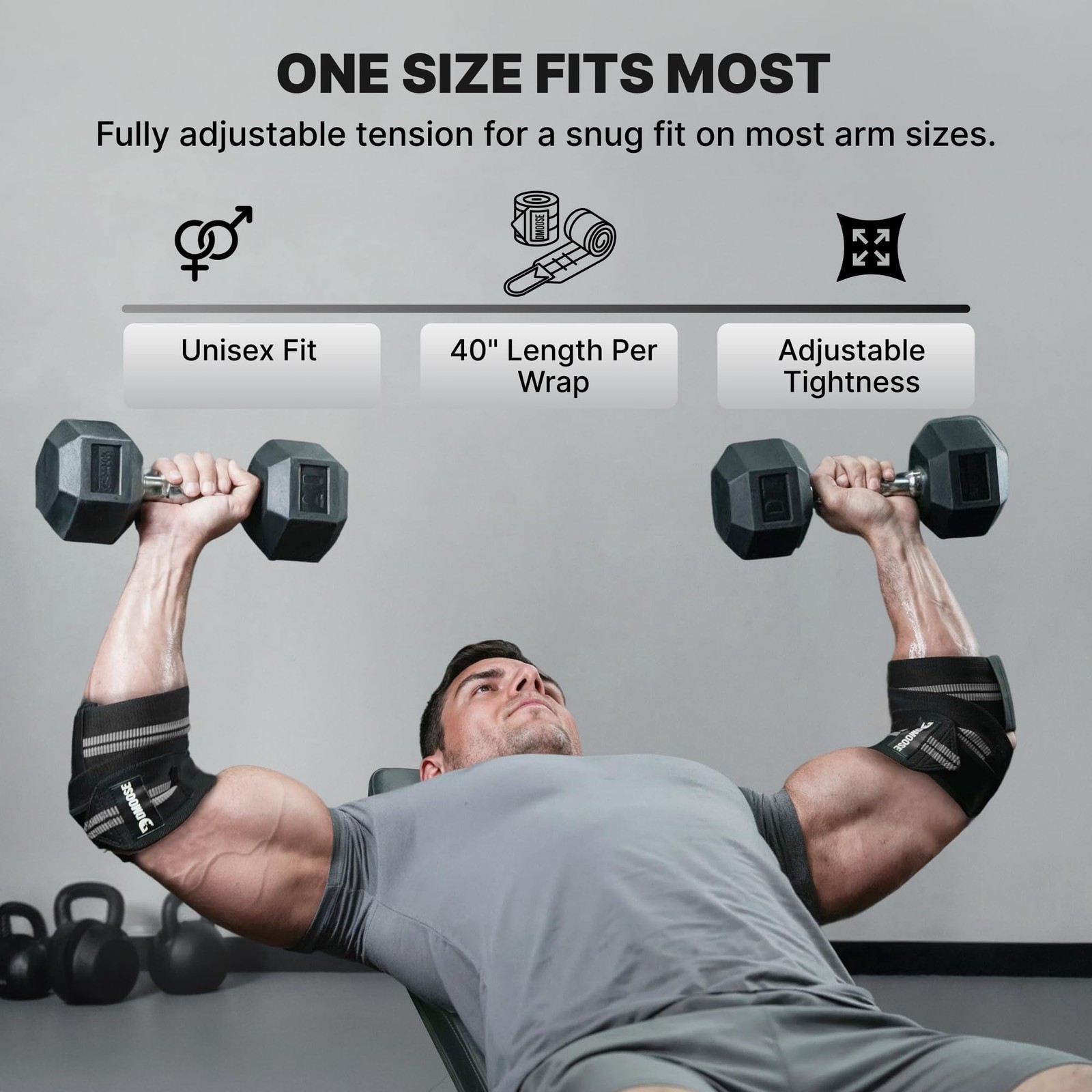 Elbow Wraps for Weightlifting Pair 40'' Adjustable Elbow Strap for Gym Worko...