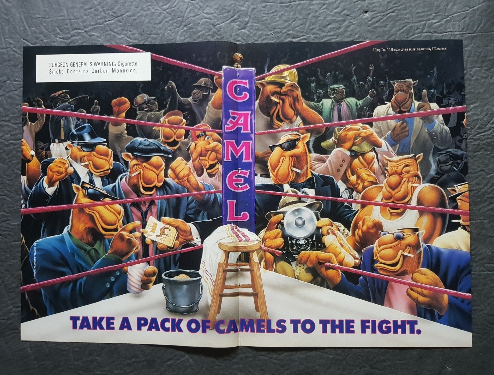 Camel Cigarettes Boxing Ring 2 Page Promo Print Advertisement Vintage 1991