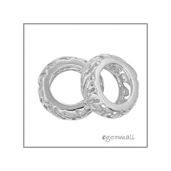 1PC Sterling Silver Filigree Rondelle Spacer European Bead 9.8mm #51646