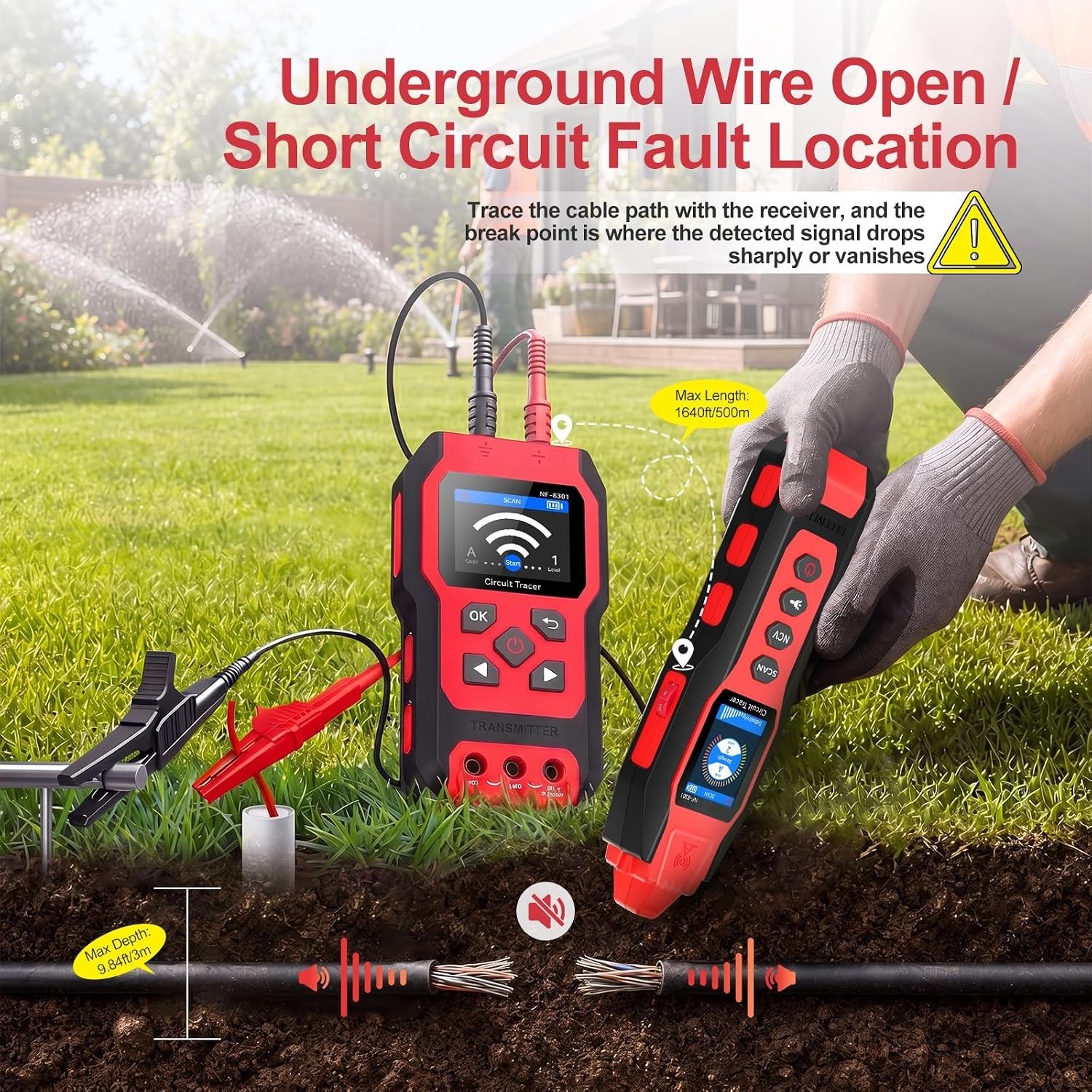 Advanced Cable Locator & Wire Tracer with Built-In Multimeter and LED Flashlight