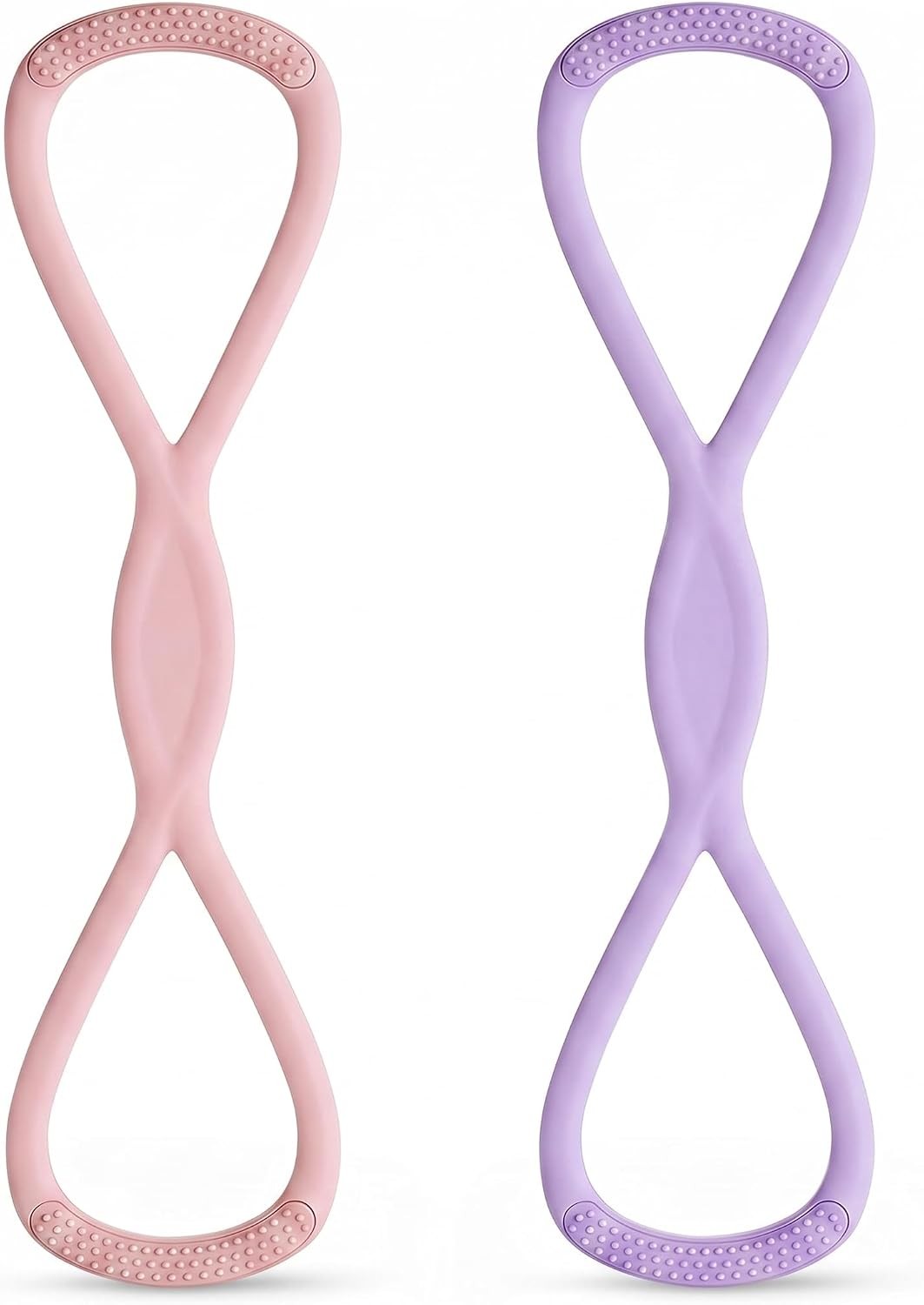 2 Pack Figure 8 Resistance Bands, Exercise Bands with Non-Slip Handles for Women