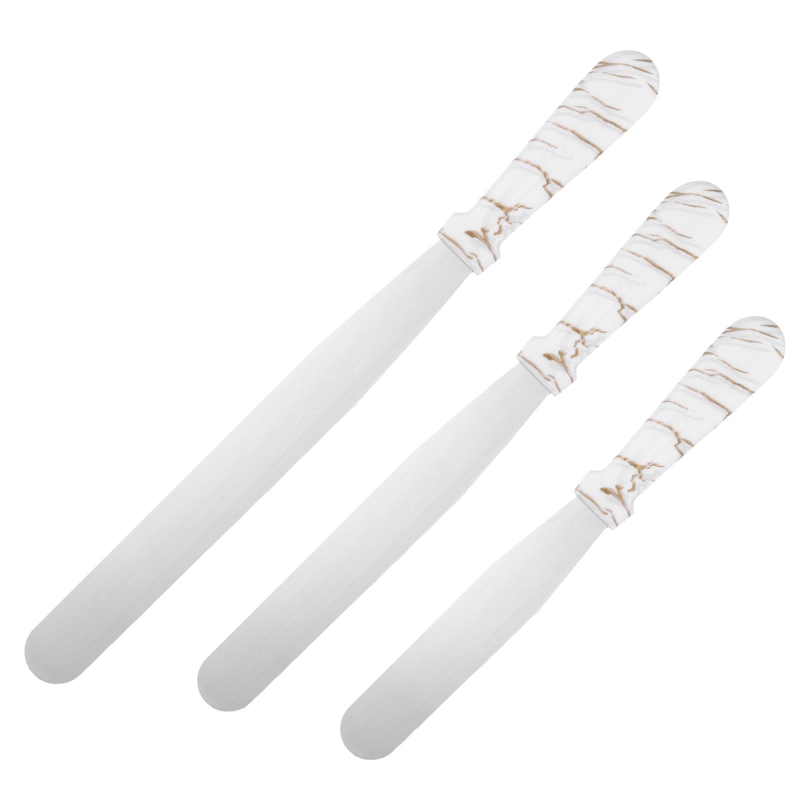 6, 8, 10" Cake Offset Spatula Set of 3 White (Straight Handle)