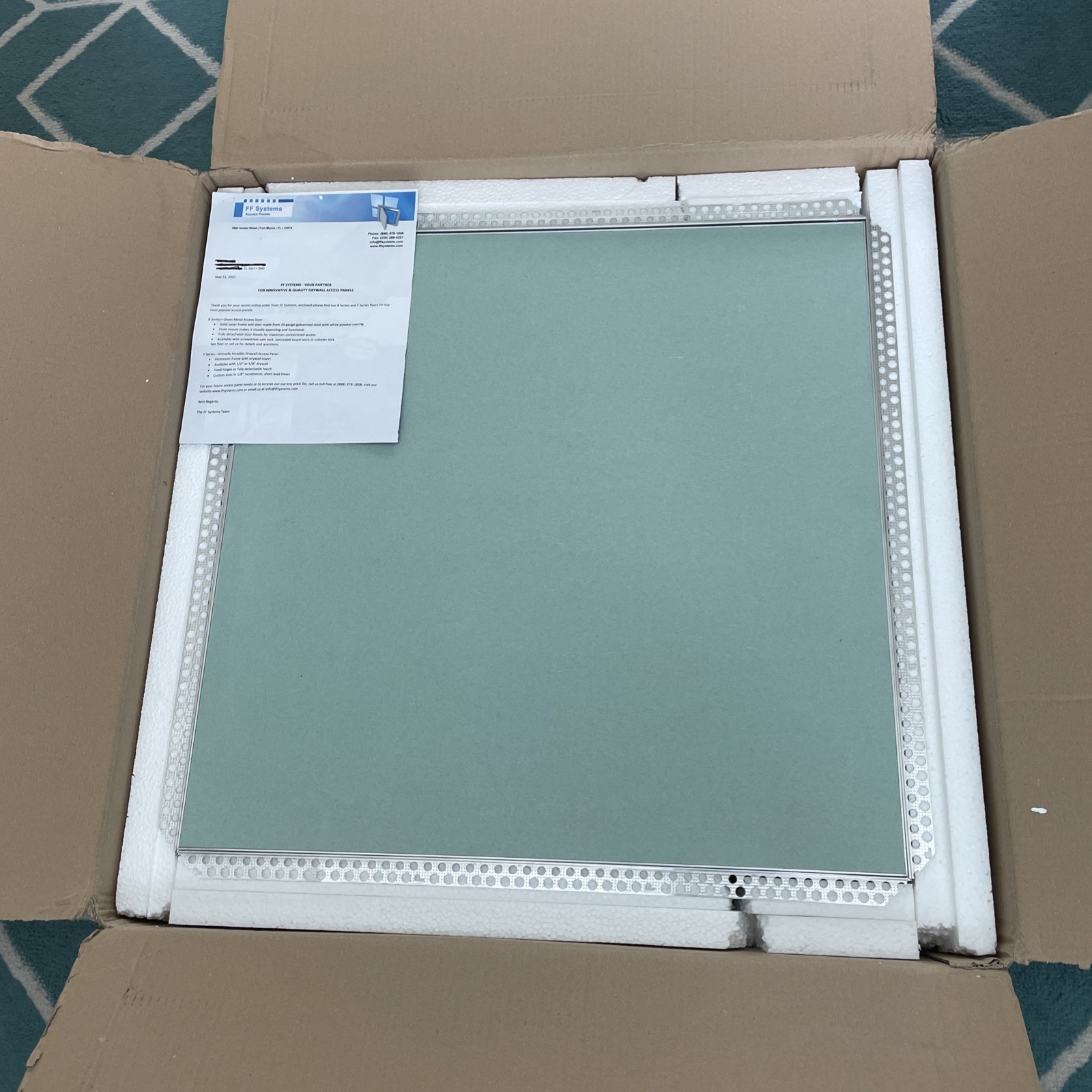 24" x 24" Drywall Inlay Panel with Fully Detachable Hatch - FF Systems