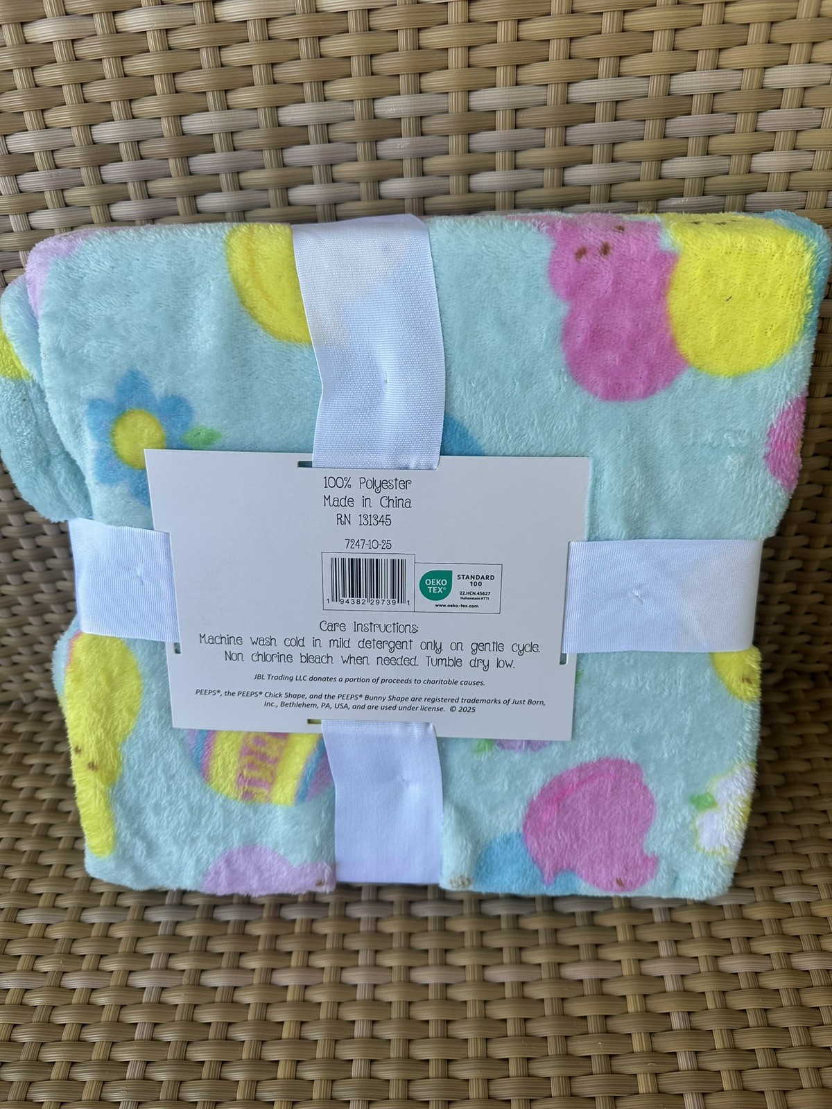 Peeps Plush Throw Blanket 50” x 60” Easter Bunny Pastel Fleece Blanket NEW