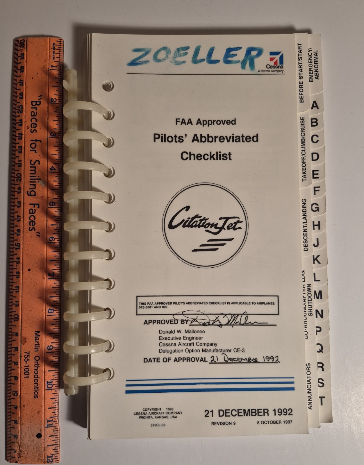 Cessna Citation Jet Pilot Abbreviated Checklist 1997