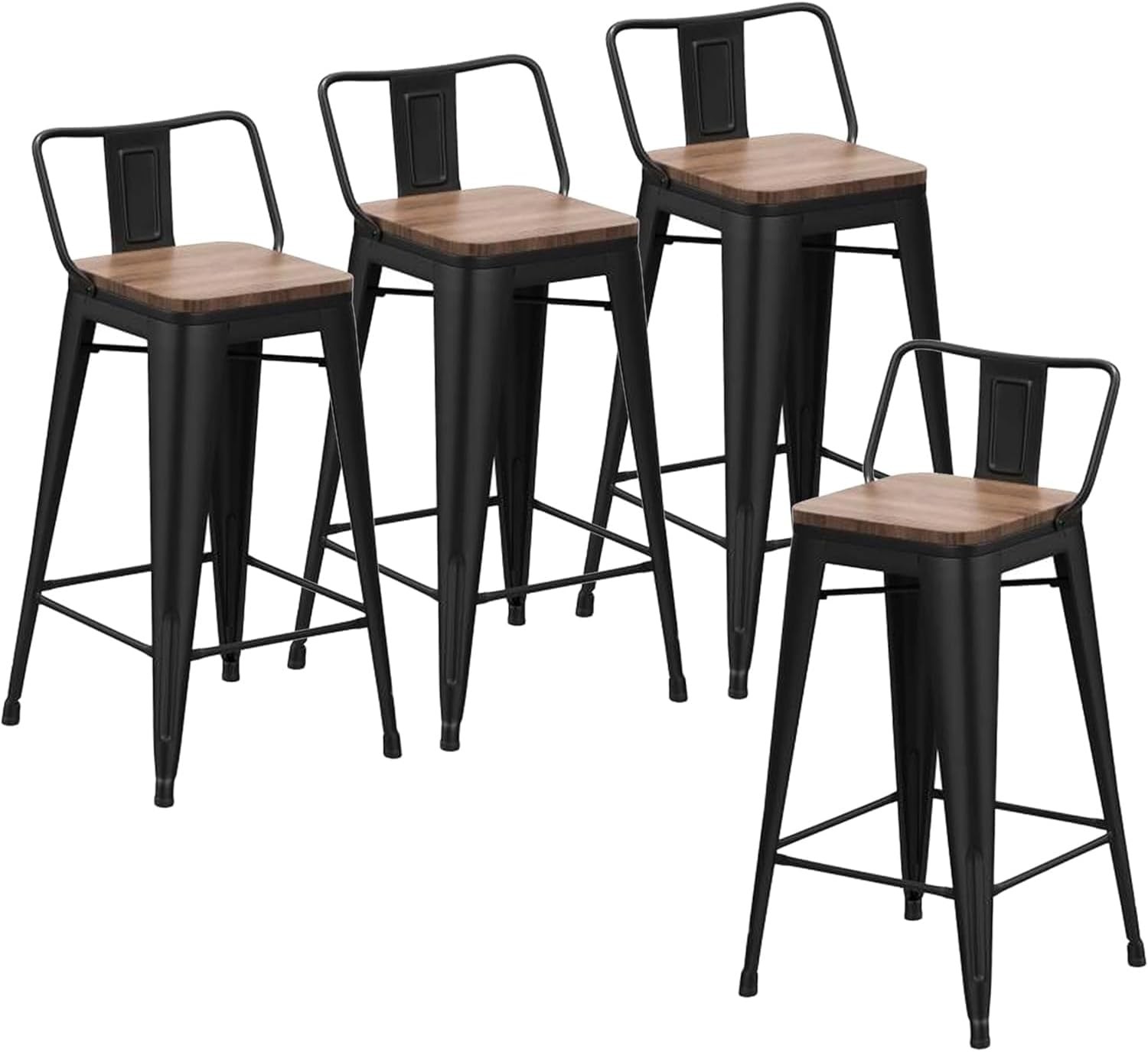 24 Inch Bar Stools Set of 4 Industrial Metal Barstools Counter Height Bar Stool