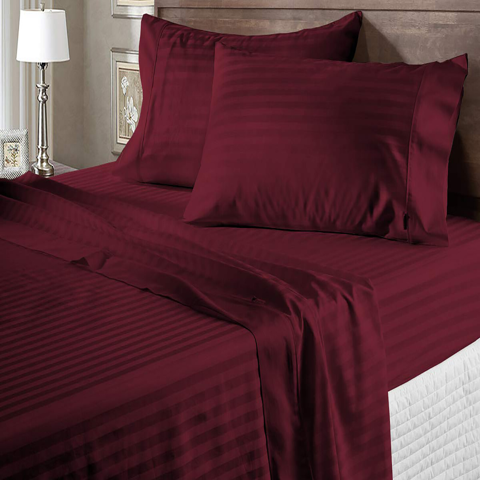 Bedding Collection 1000 TC OR 1200 TC Egyptian Cotton Wine Stripes Select Item
