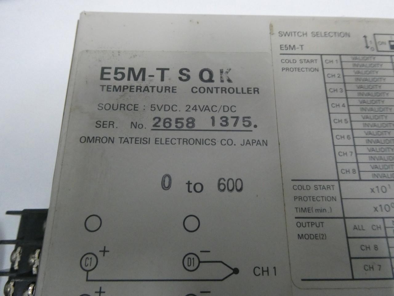 Omron E5M-TSQK Temperature Controller 24v-ac/dc