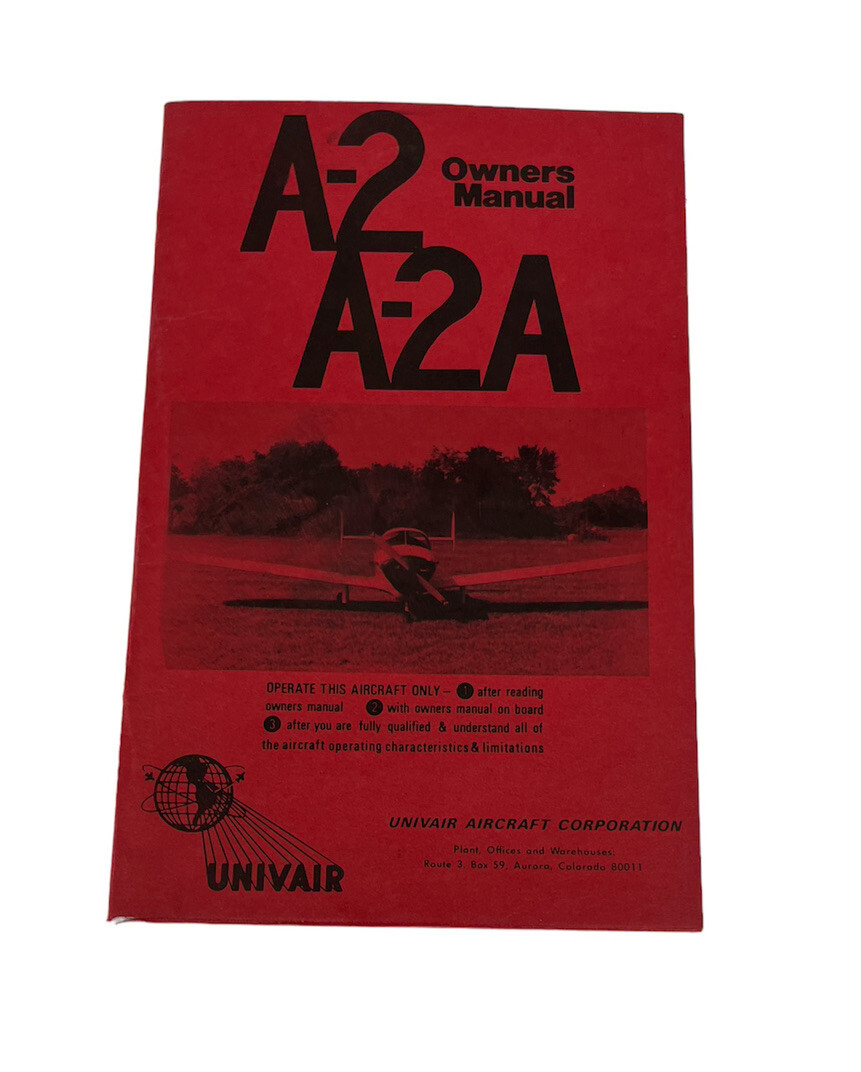 Univair Alon A2 & A2-A Aircoupe Owner's Manual, 1965 Edition, Paperback