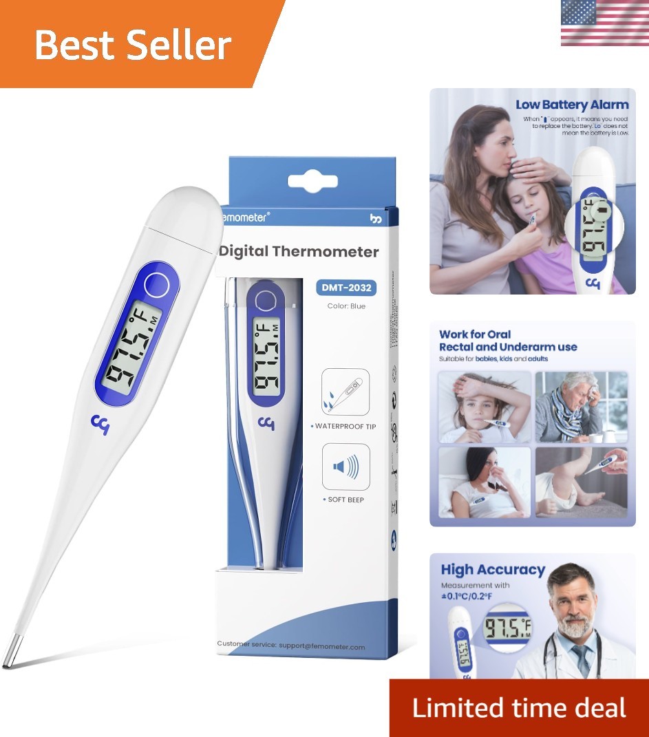High Precision Digital Thermometer - Family Use with Memory Recall & C/F Switch