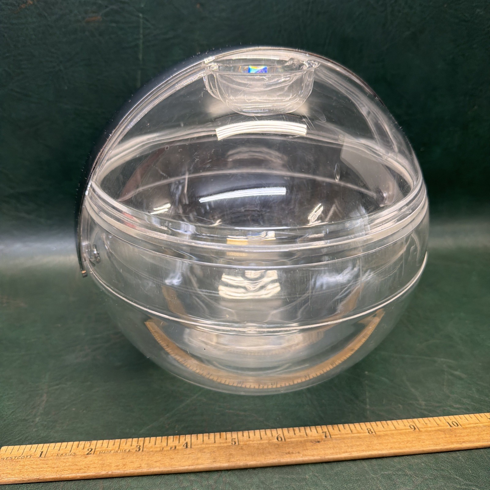 Crate & Barrel Clear Ball Shaped Ice Bucket Lucite Guzzini Italy MCM Space Age