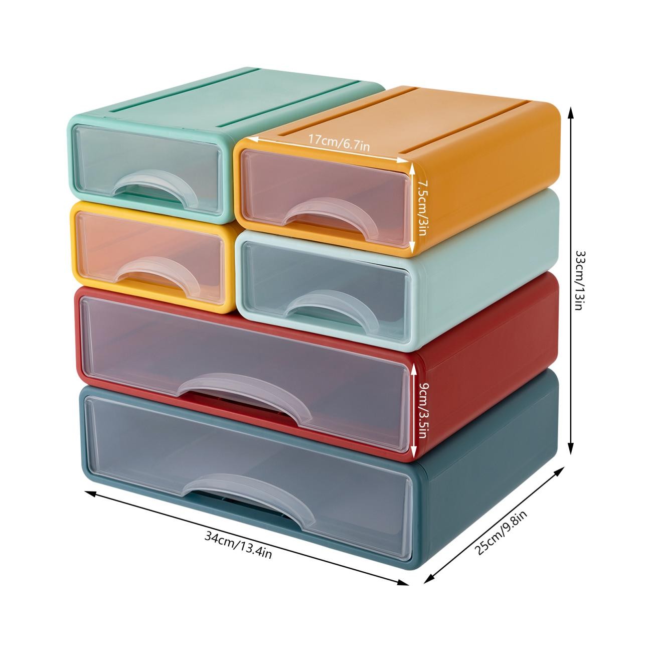 Stackable Storage Box with 6 Drawers Tabletop Drawers Organizer Storage Drawers