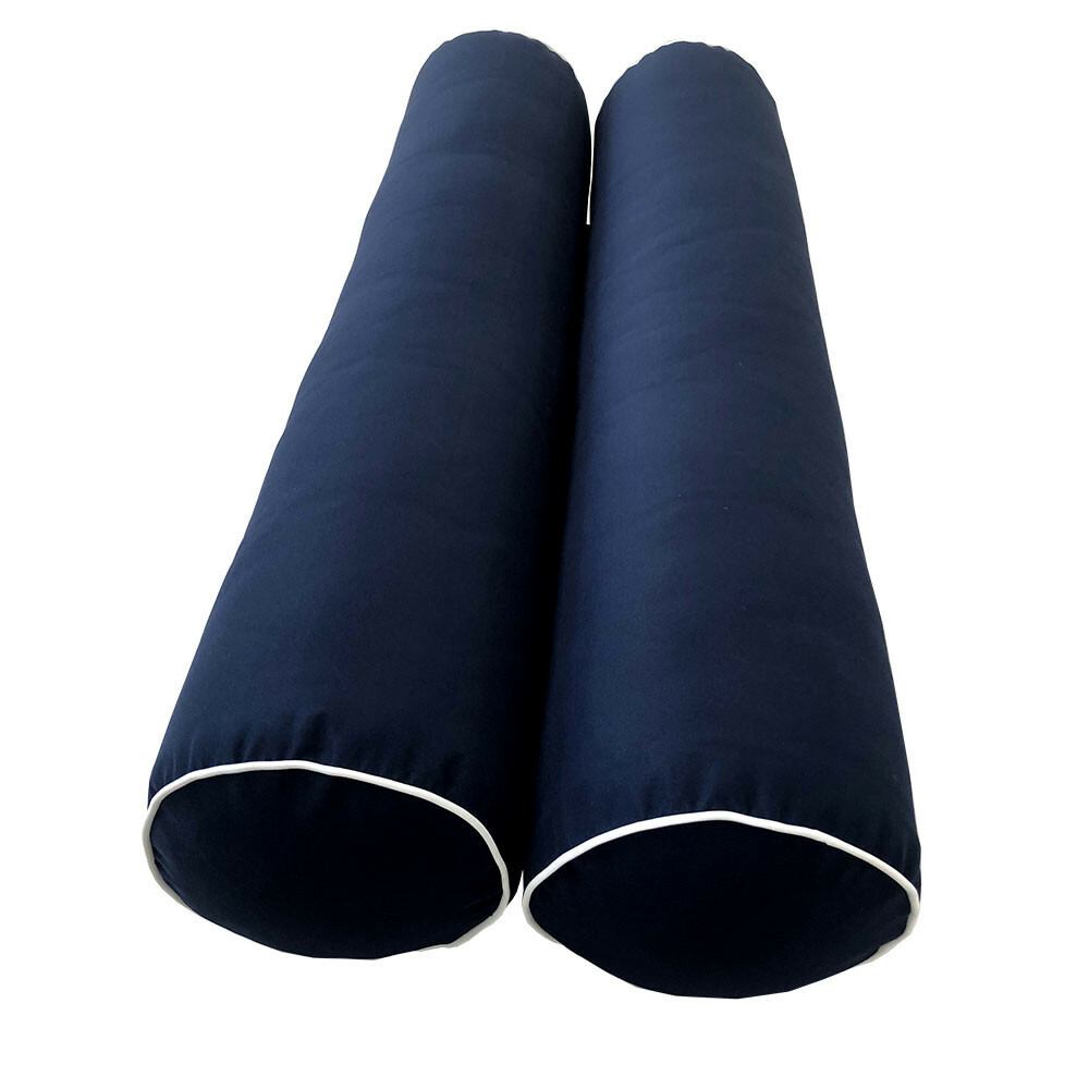 |COVER ONLY| Outdoor Style 4 Twin Contrast Trim Bolster Back Pillow Cover AD101