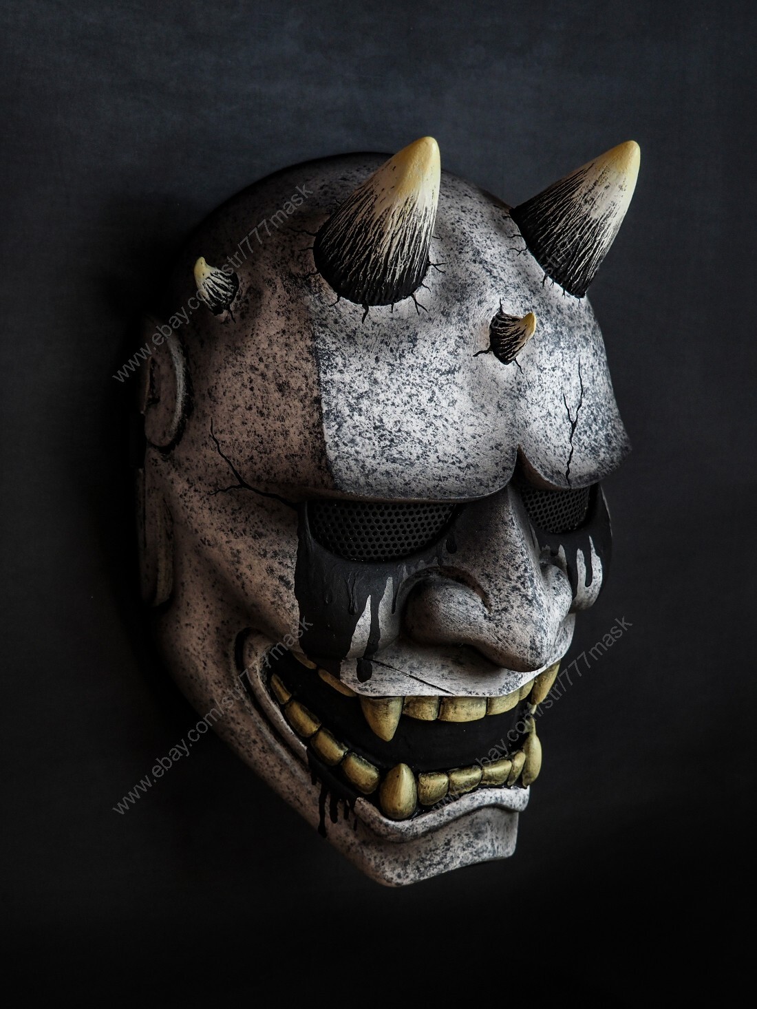 Hannya Mask Japanese Oni Kabuki Halloween Costume Samurai Cosplay Airsoft KK22