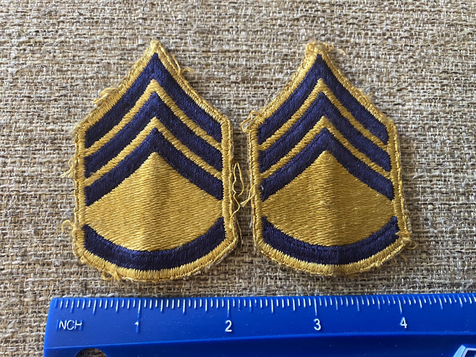 Pair Of Korea War Era Staff Sergeant Enlisted Rank Patch Blue And Yellow INV4054