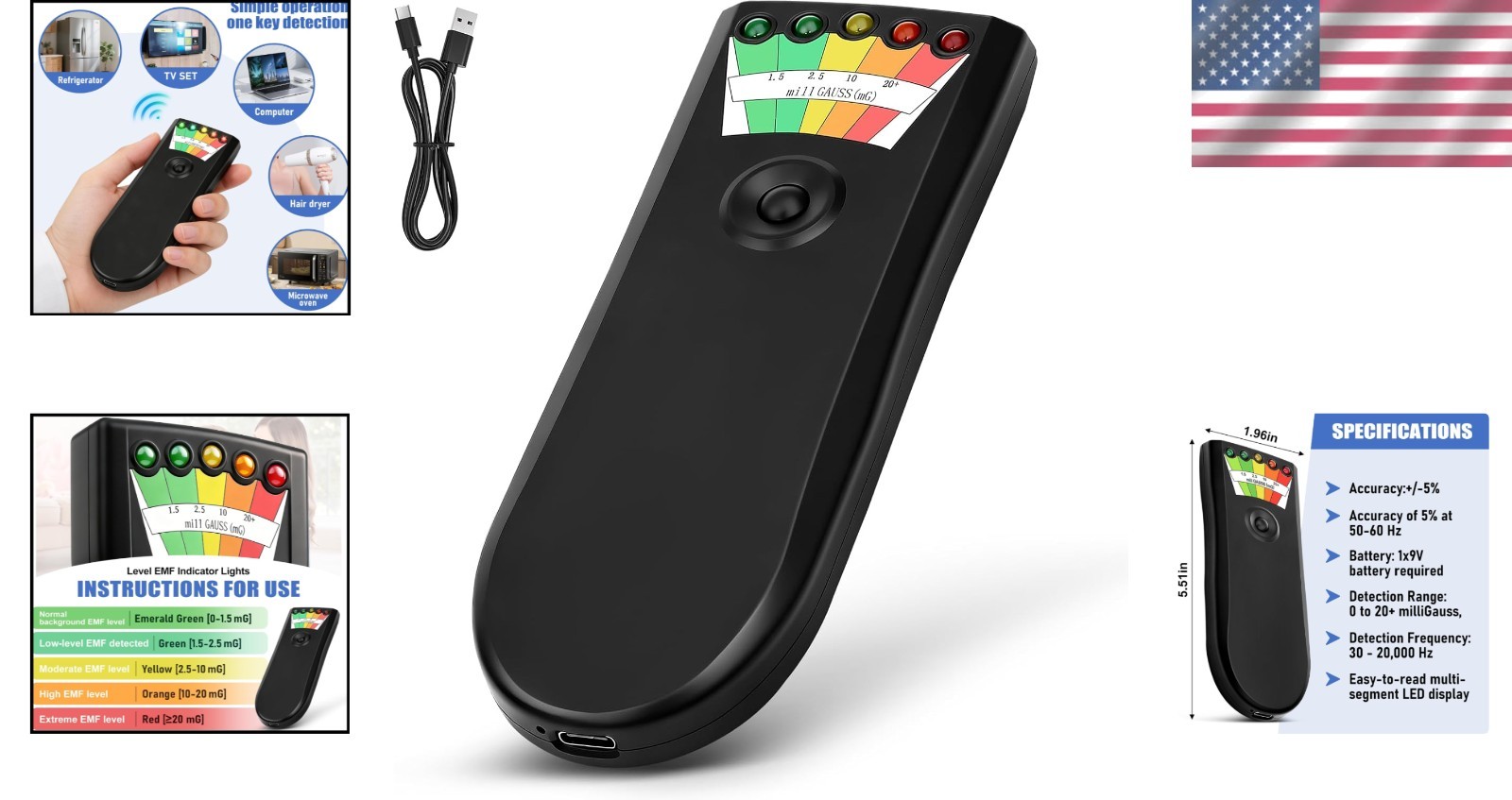 Handheld EMF Detector for Electromagnetic Field Testing and Ghost Hunting