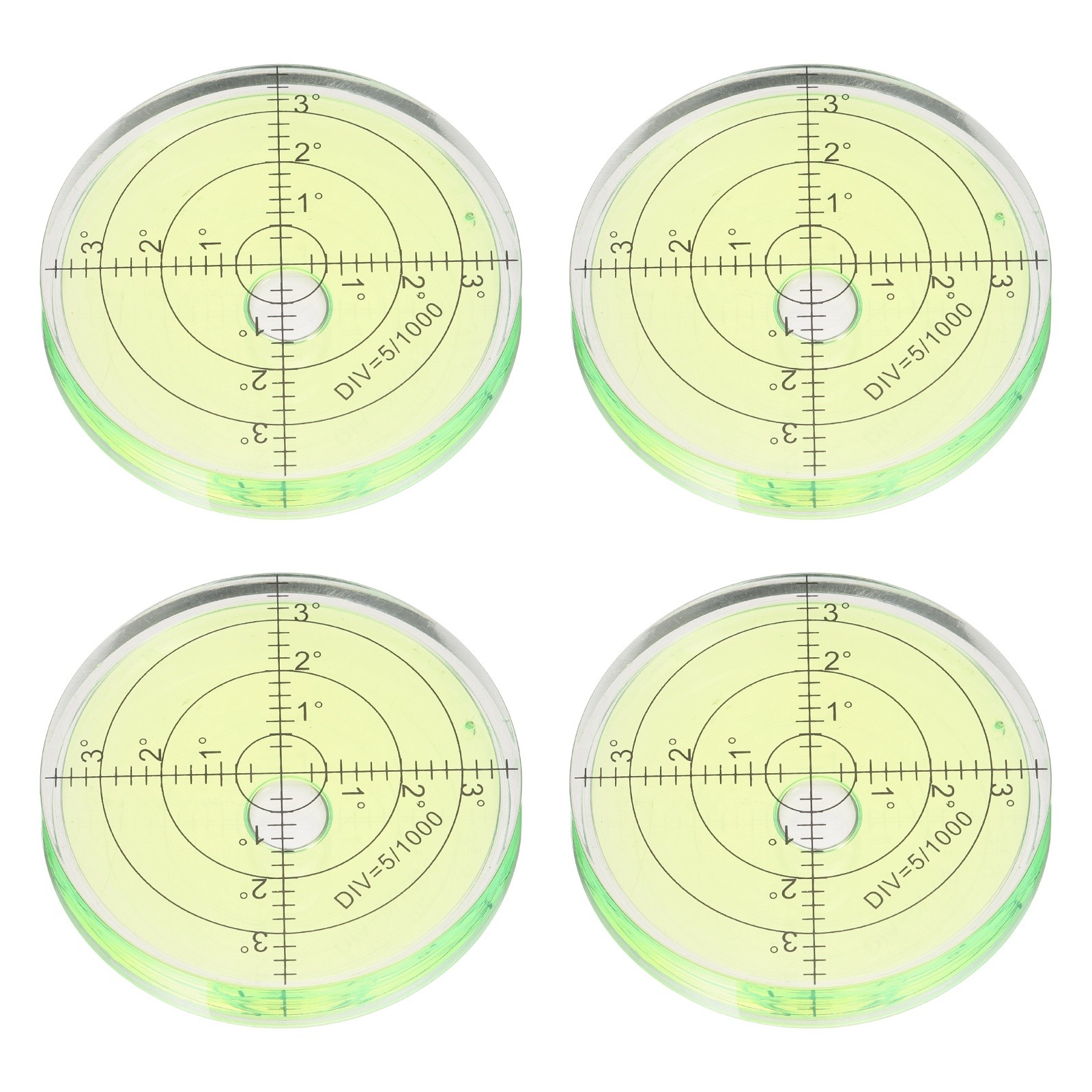 4pcs Round Bubble Level 66x10mm Mini Circular Bullseye Spirit Levels Green