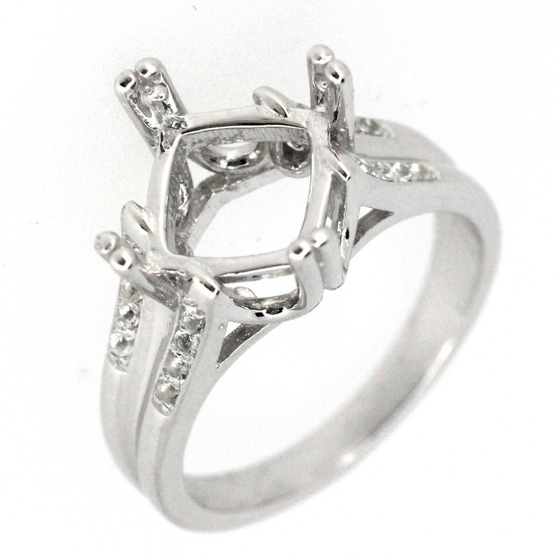MTO Sterling Silver SQ 8x8mm Semi Mount Setting Diagonal Anniversary Ring