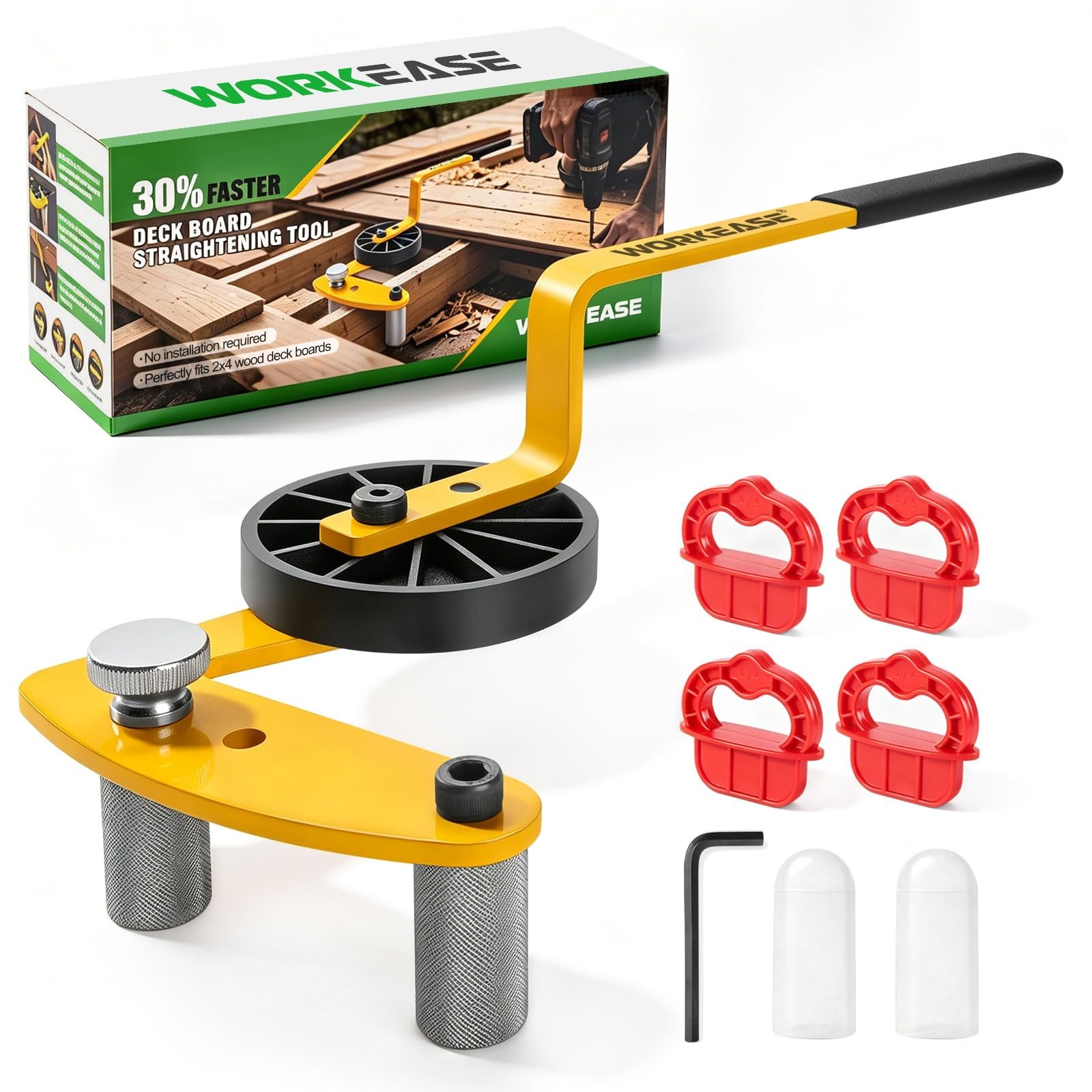 Deck Board Straightening Tool, Lever-Action Plate & Beam Straightener for Wooden