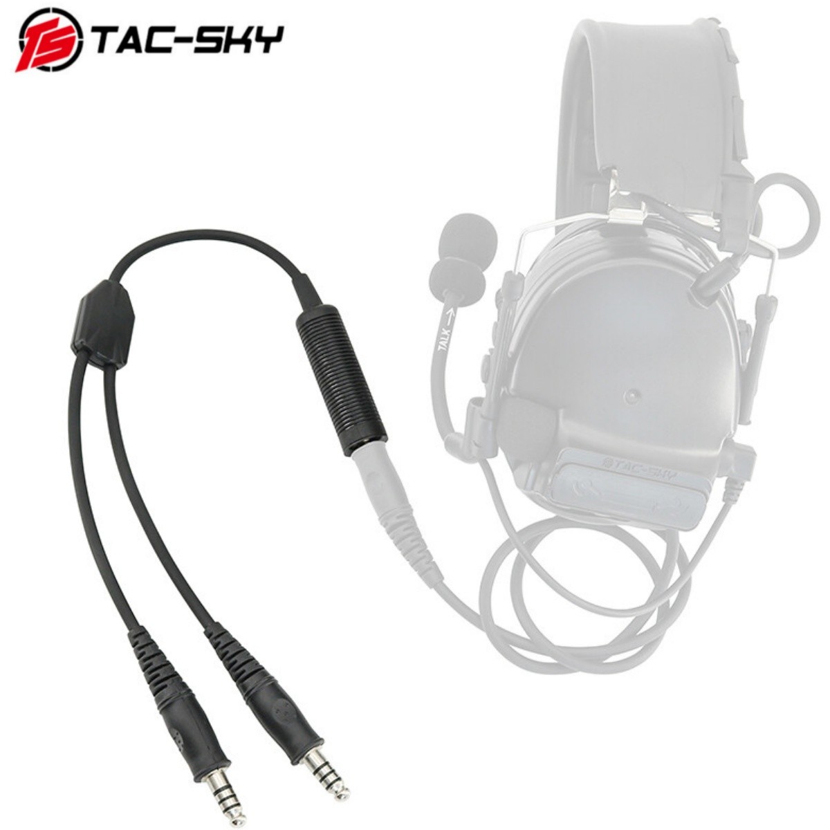 TAC-SKY Tactical Adapter Cable Single Pass to Dual Pass for Comta Headset