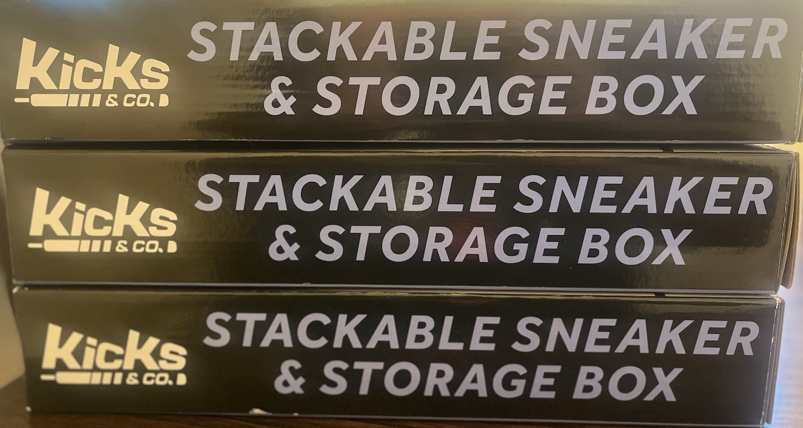 Kicks & Co. Stackable Clear Shoe Storage Box Three 2 Pack Fits Up to 13.5 Shoe