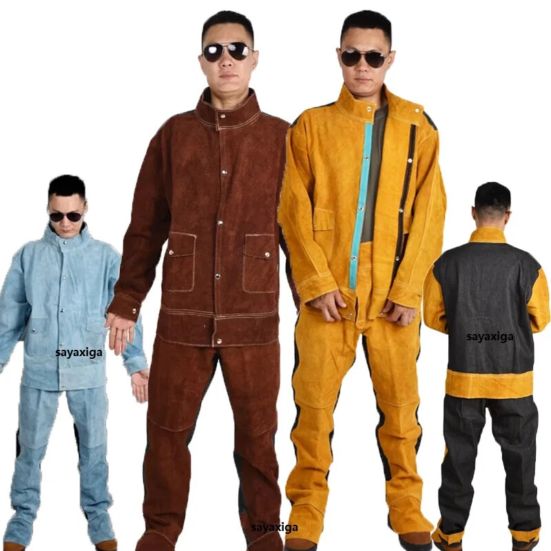 Cowhide Welder Suits Cow Leather Breathable Electric Welding Suits Anti Scalding