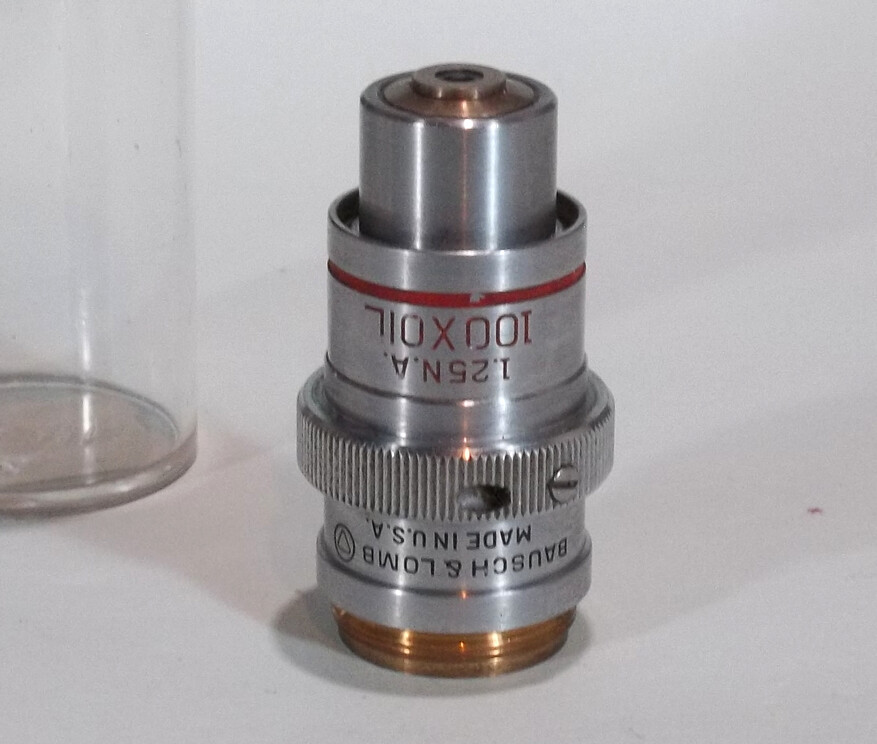 Bausch & Lomb 100x Oil 1.25 N.A. Vintage Microscope Objective Lens EX+
