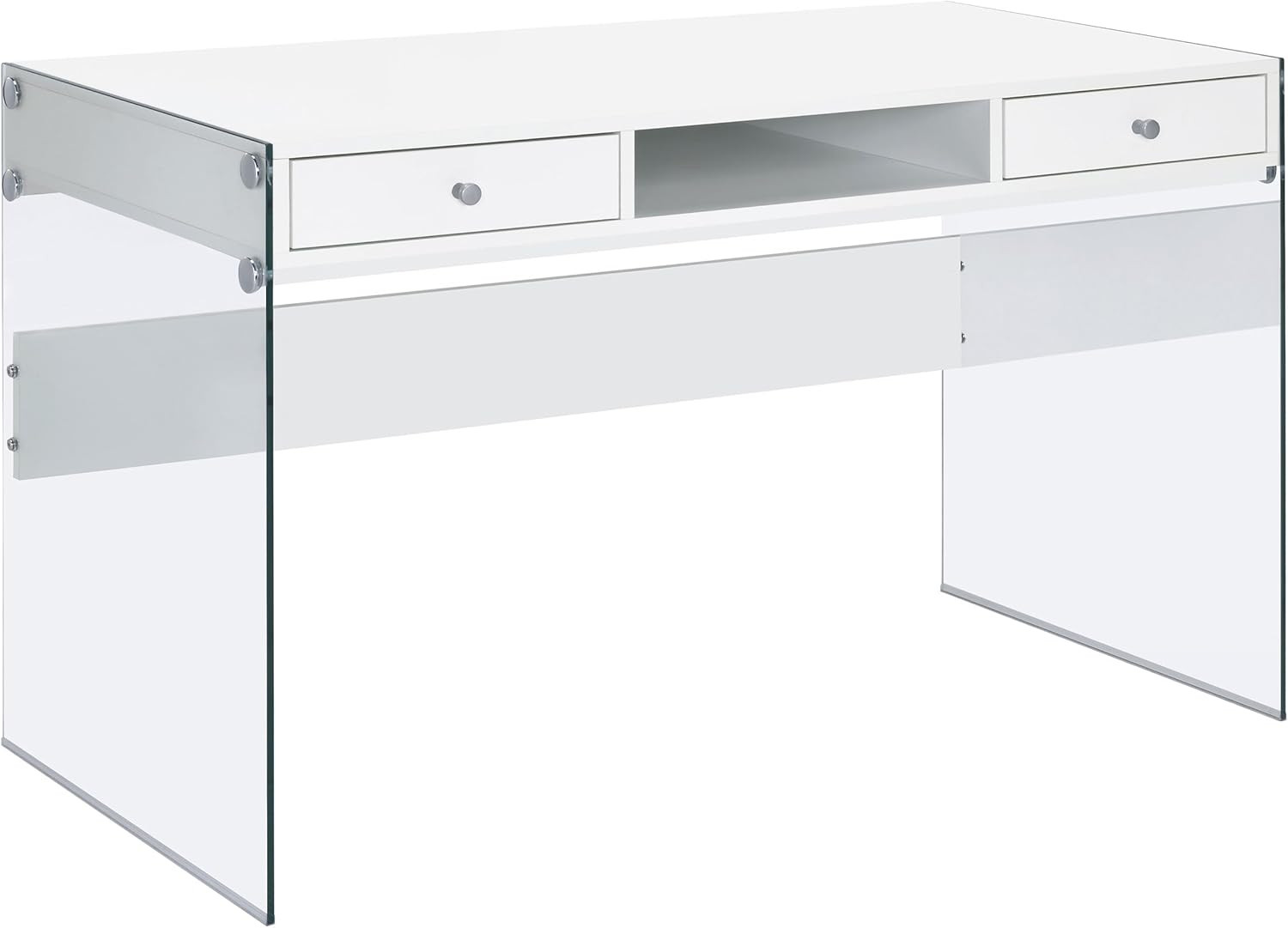 Dobrev 48" White High Gloss 2-Drawer Writing Desk by Coaster Home Furnishings