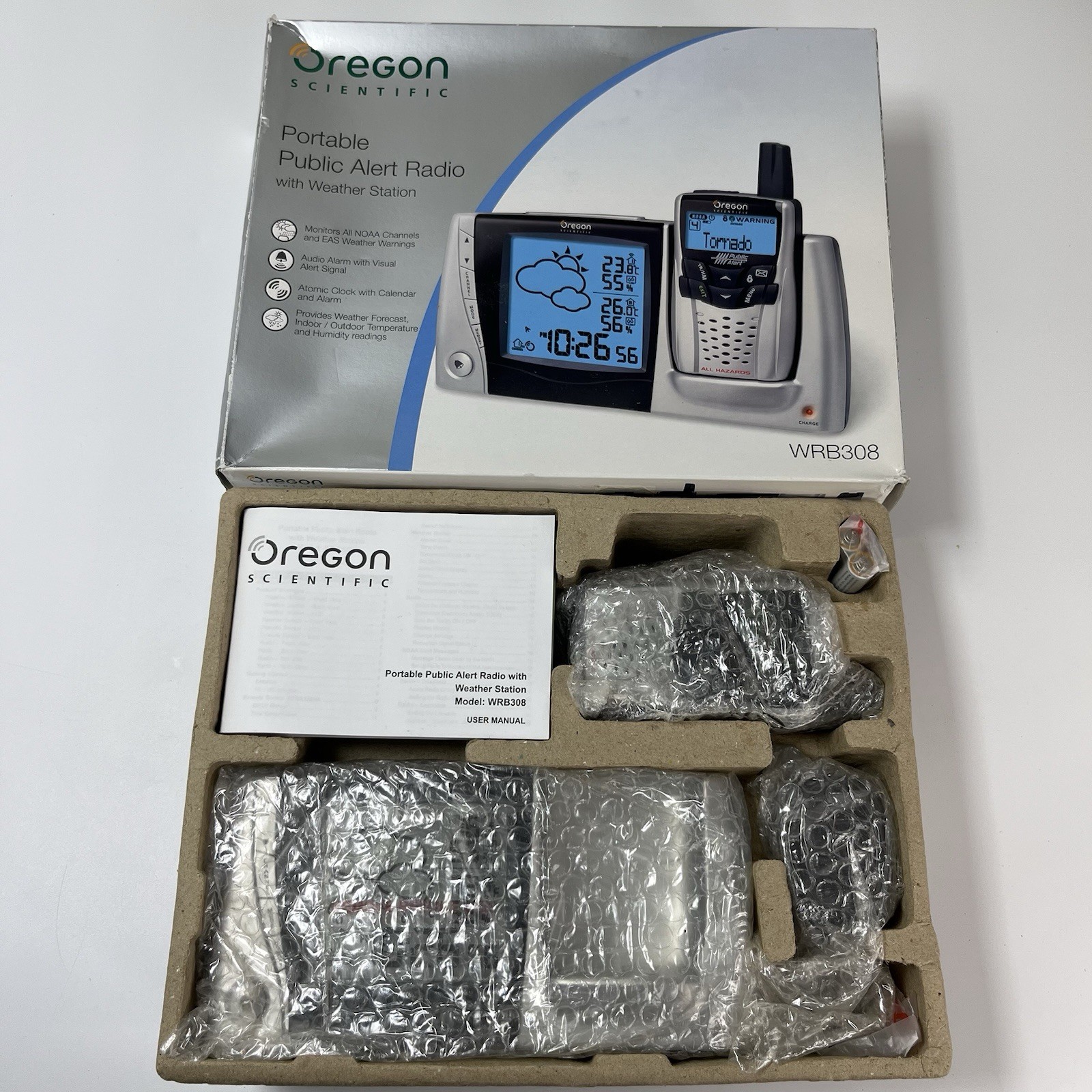 NEW Oregon Scientific Portable Public Alert Radio with Weather Station - WRB308