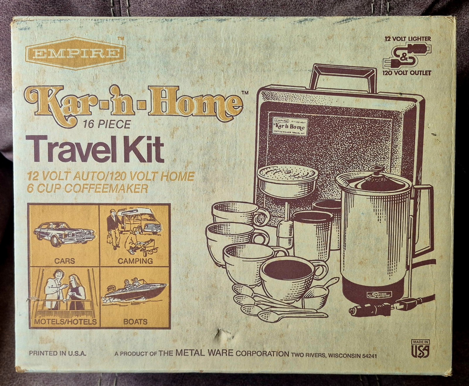 Kar 'N Home Vintage Travel Kit Coffee Maker Empire 12V 120V SEE DESCRIPTION