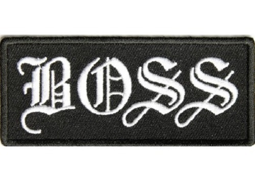 BOSS EMBROIDERED  1 1/2 X 3 1/2 IRON ON EMBROIDERED PATCH **FREE SHIPPING**