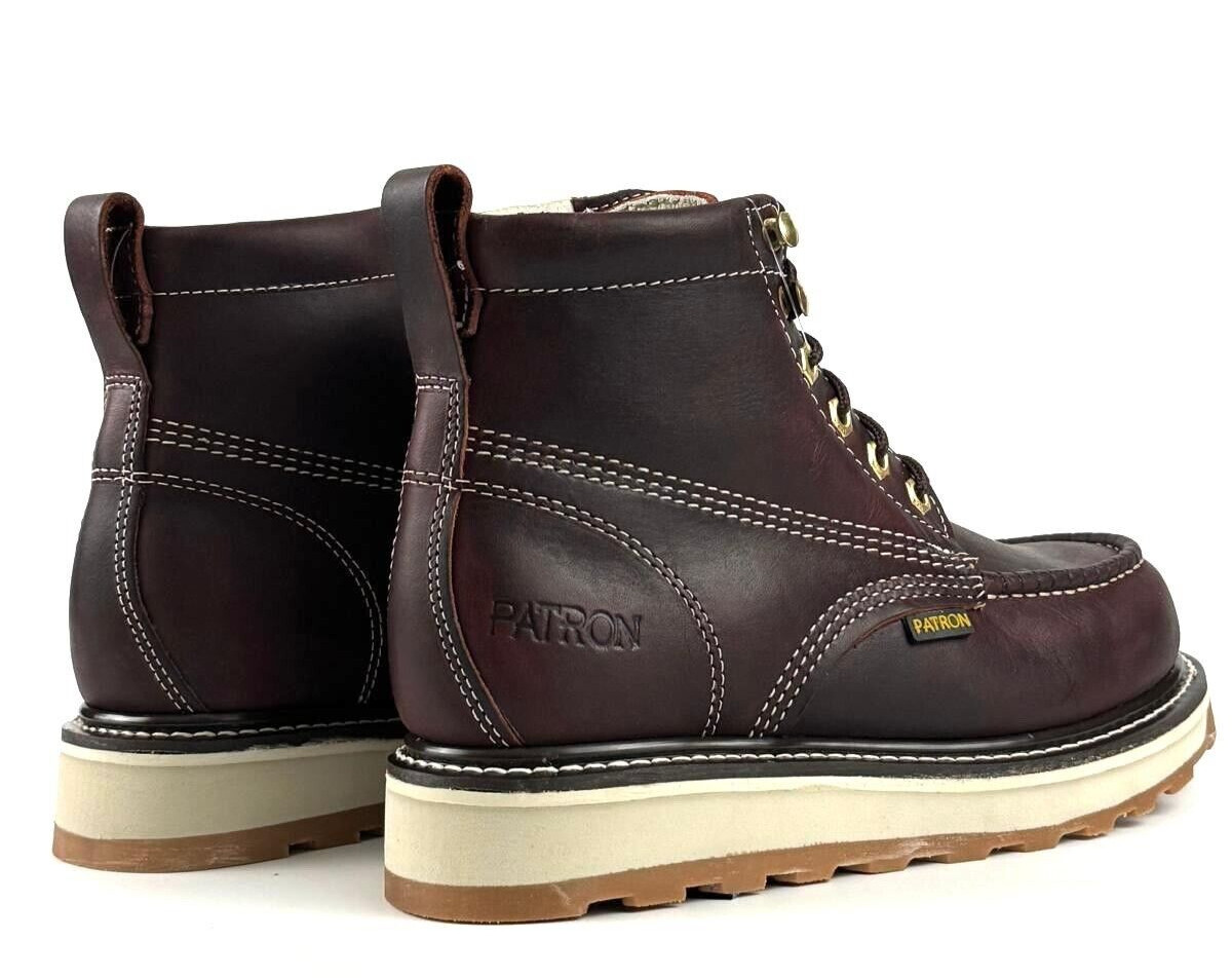 MENS WORK BOOTS MOC TOE GENIUNE LEATHER GOODYEAR WELT SOFT TOE BOTAS DE TRABAJO