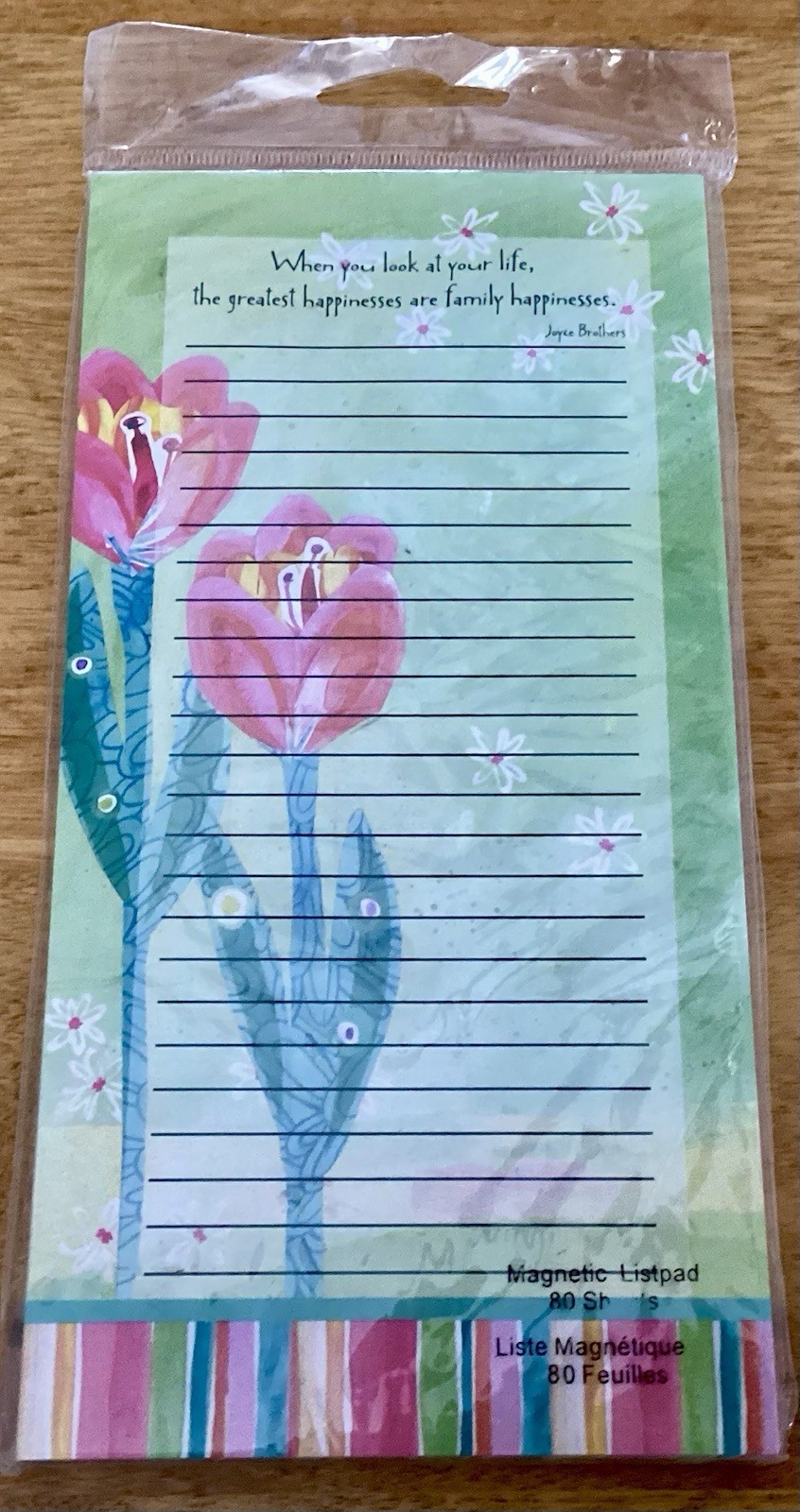 STUDIO 18 Lined Pink Tulip Magnetic Notepad/List Pad, 80 Sheets, NIP