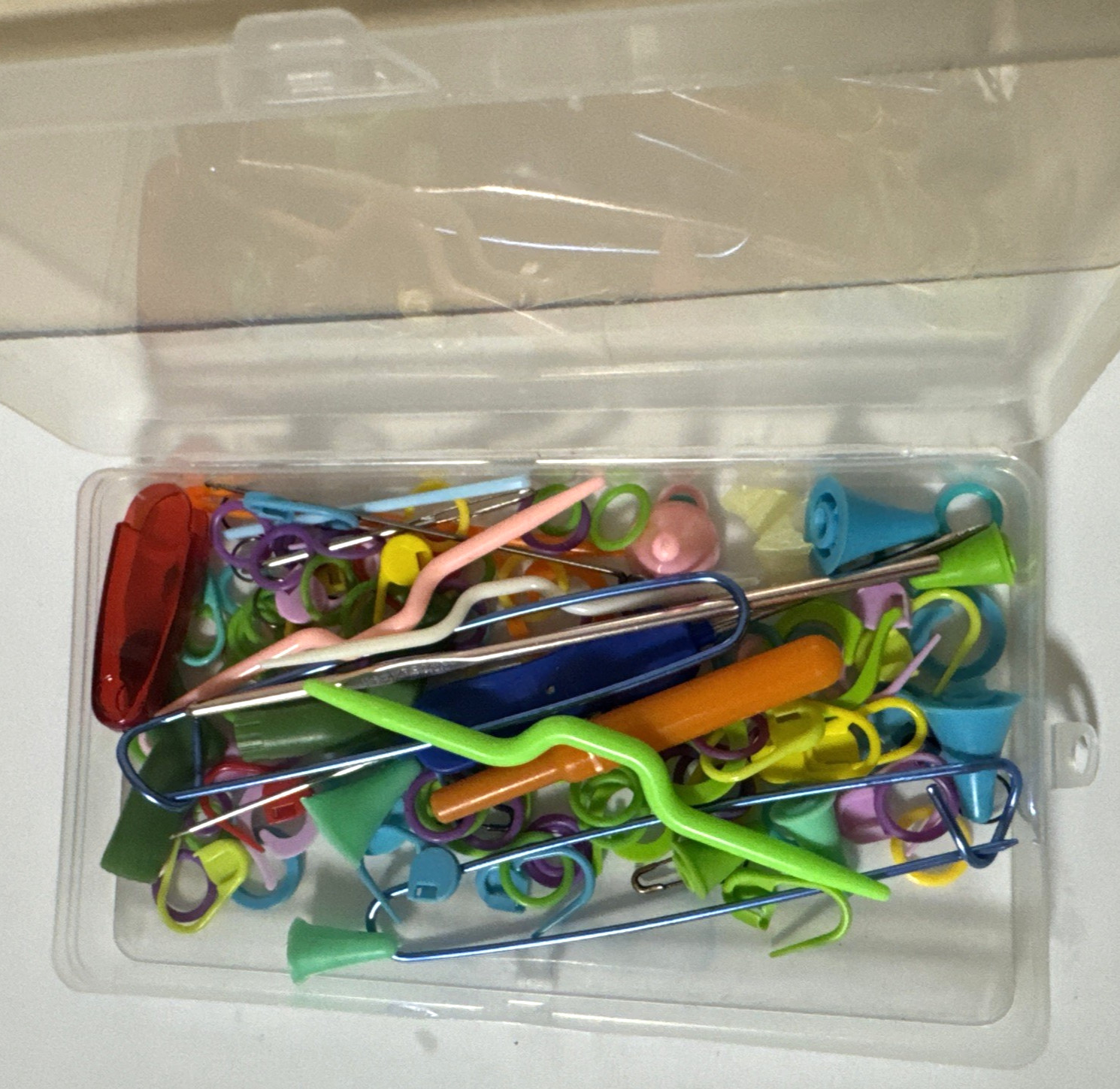 Lot of Colorful Knitting Markers Crochet Clips Crochet Pins hooks needles case