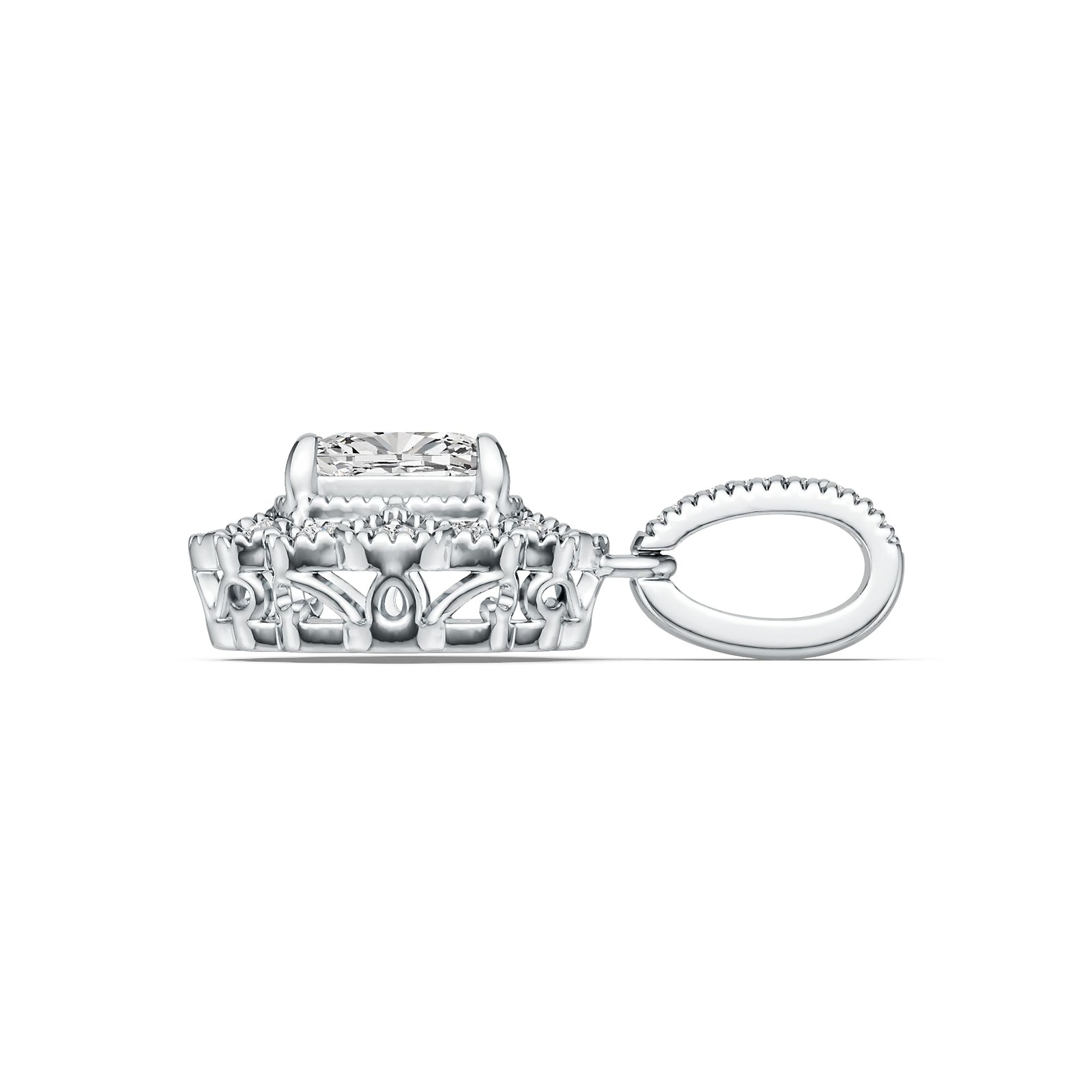 Sterling Silver Semi Mount Pendant Setting Cushion CU 8X6mm