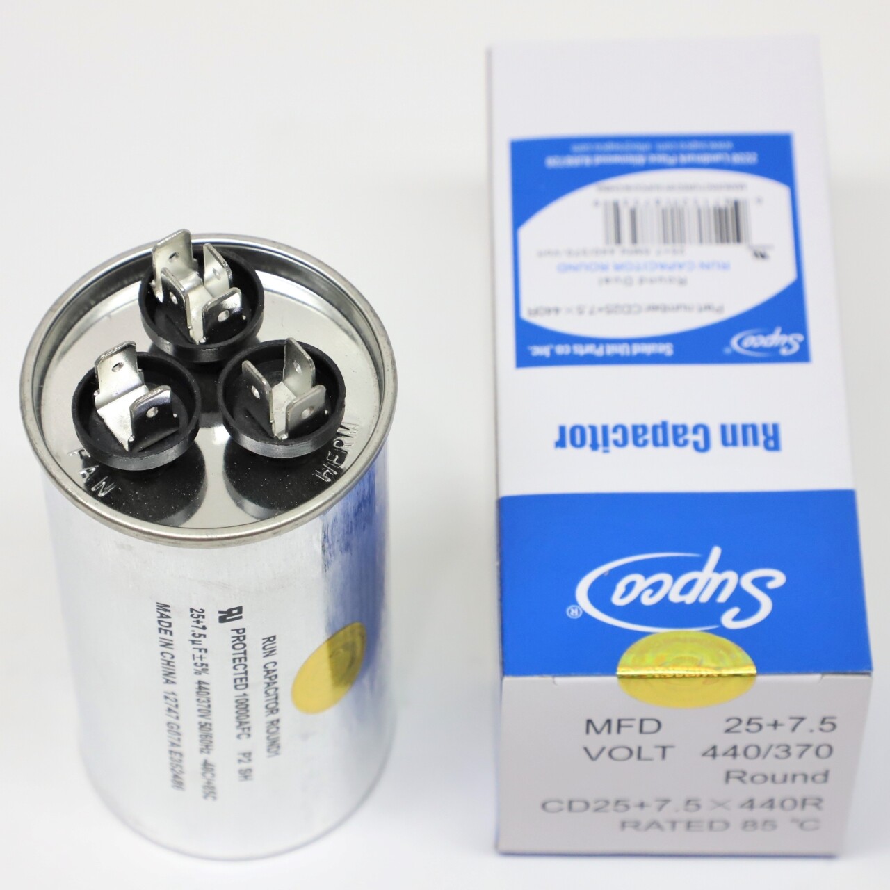 Supco CD25+7.5X440R HVAC Motor Round Dual Run Capacitor 25 + 7.5 MFD 440 Volts
