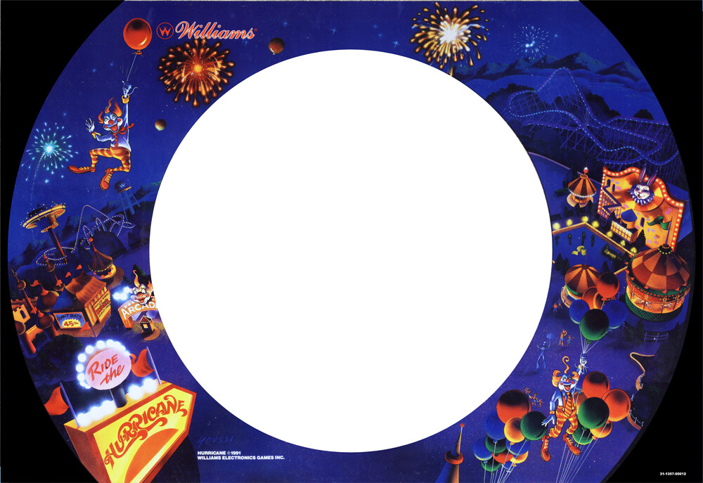 Williams Hurricane Pinball Machine TRANSLITE