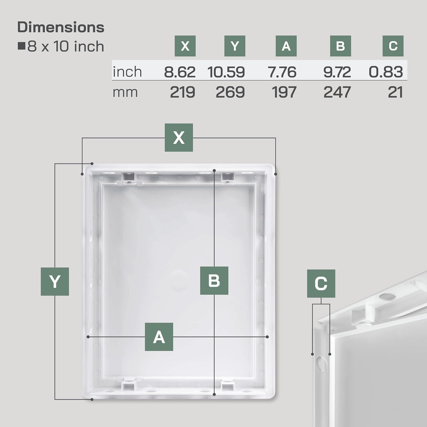 White ABS Plastic - Access Panel 8 X 10 Inch - Access Panel with Door for Drywal