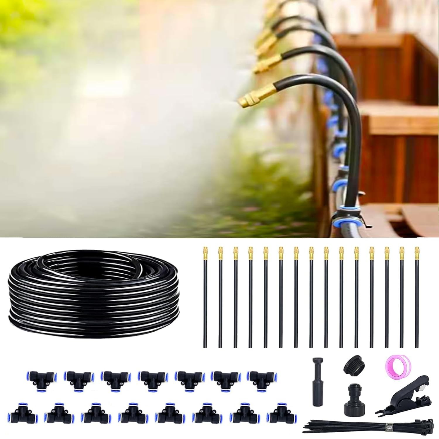 360° Adjustable Drip Irrigation System for Garden, 49FT Greenhouse