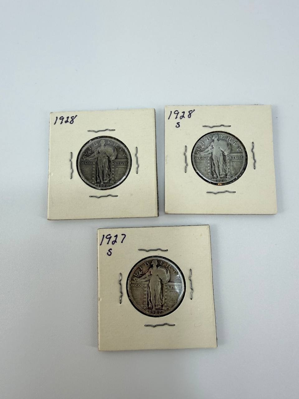 1927-S 1928 1928-S Standing Liberty Quarter Silver 25C US Coins Set of 3