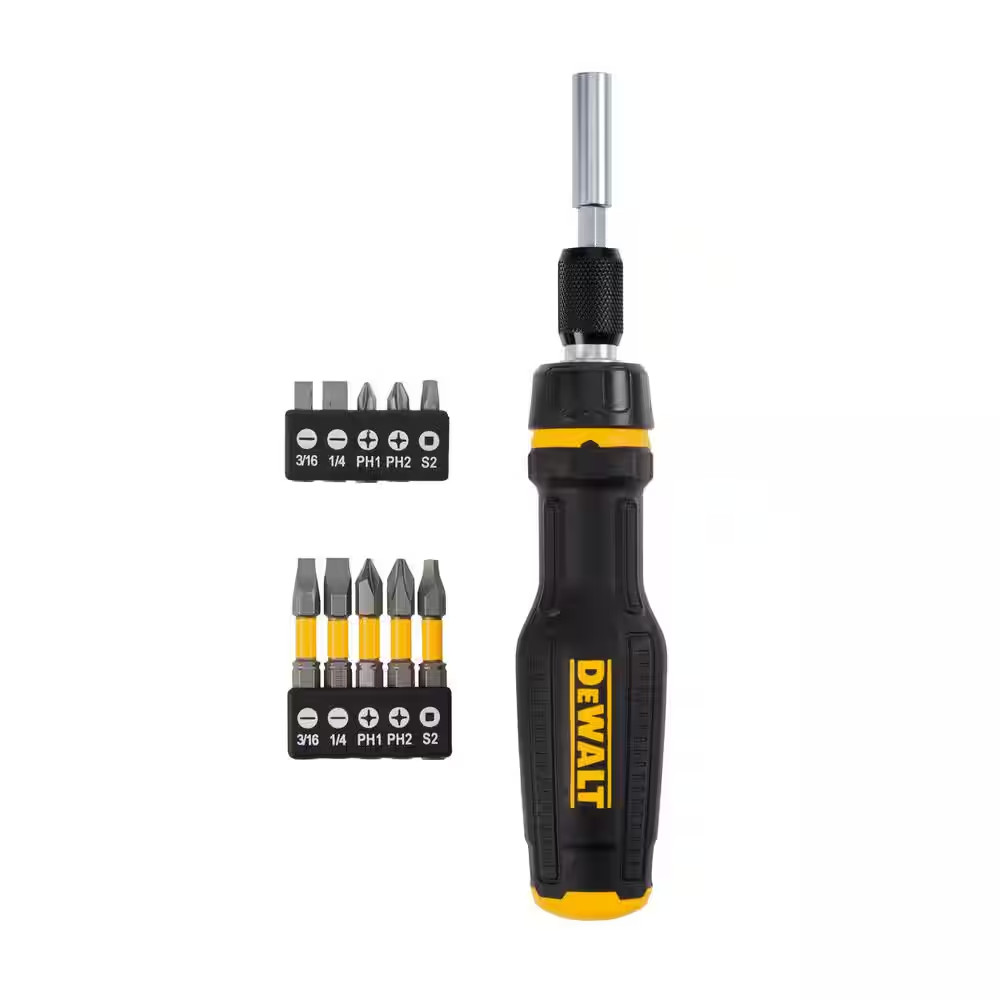 Max Fit Telescoping Ratcheting Multi-Bit Combination Screwdriver Set (10-Piece)