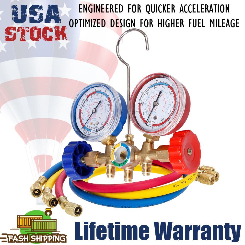 AC Diagnostic Manifold Freon Gauge Charging A/C