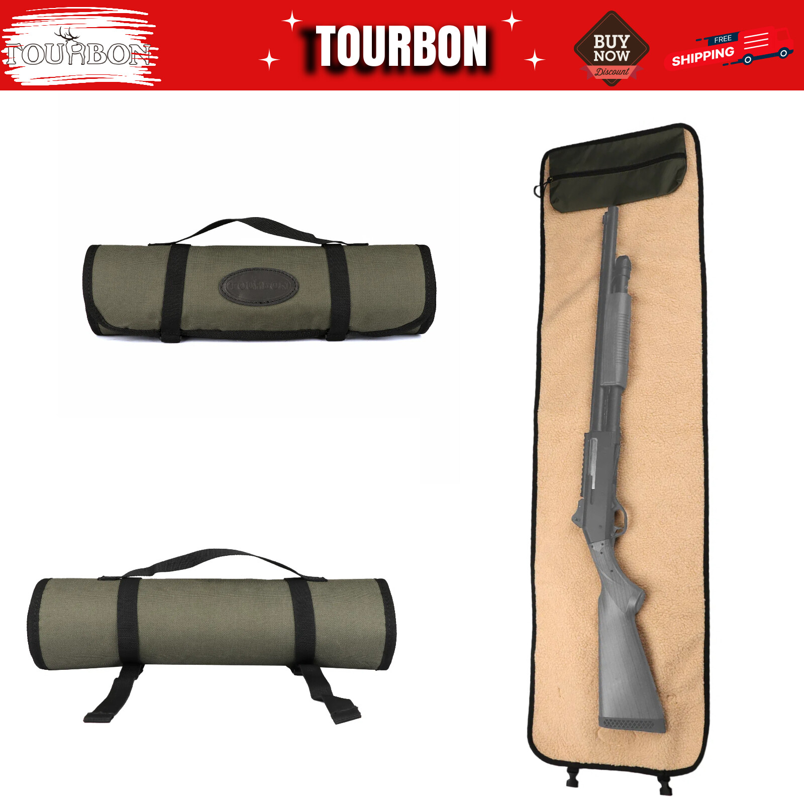 TOURBON Gun Rifle Roll-up Cleaning MAT Pad Shooting Hunting Tool Kit Fleece Line