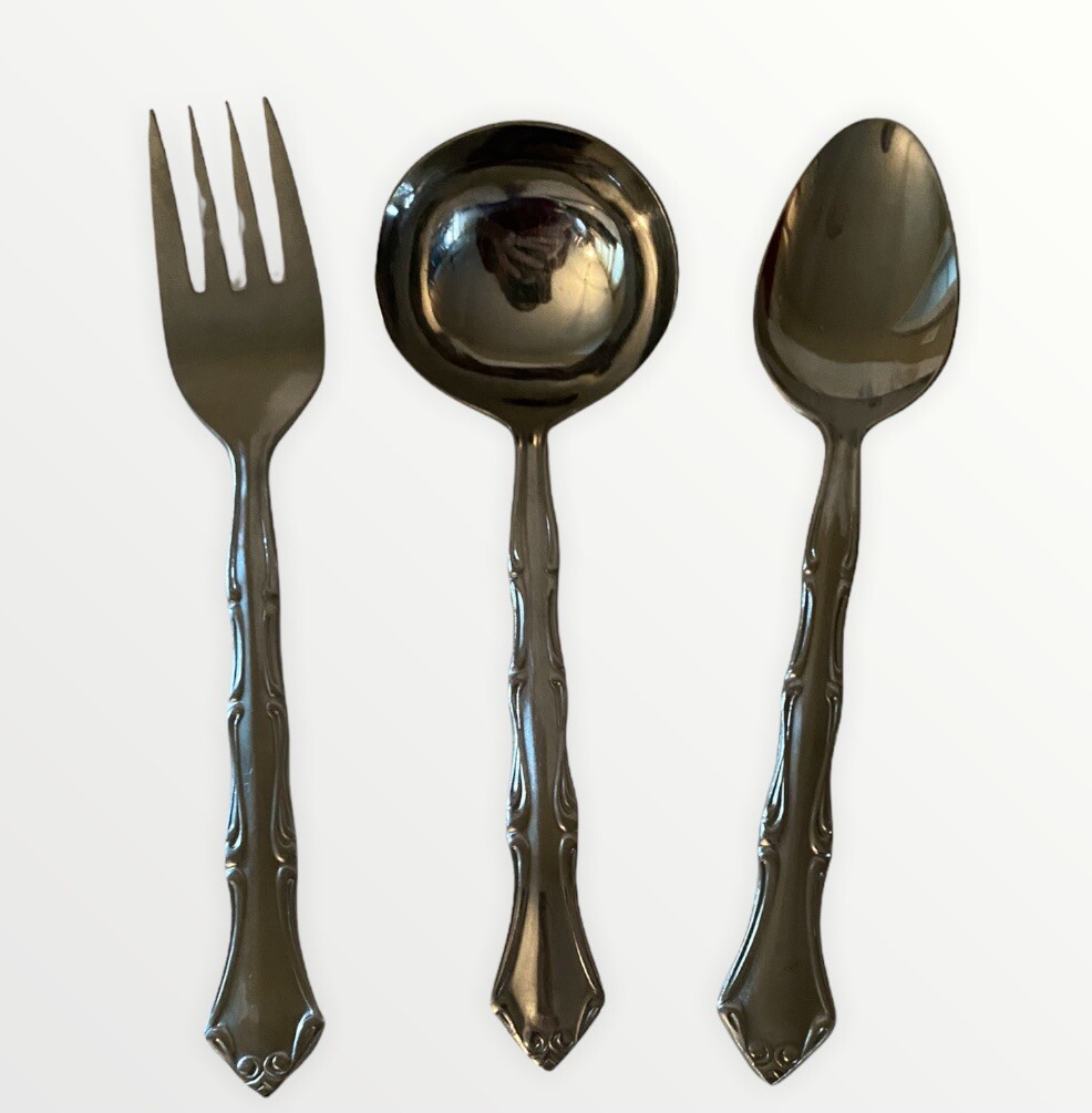 Oneida Northland Stainless Steel Set of 3 Serving Pieces Fork Spoon Ladle GUC