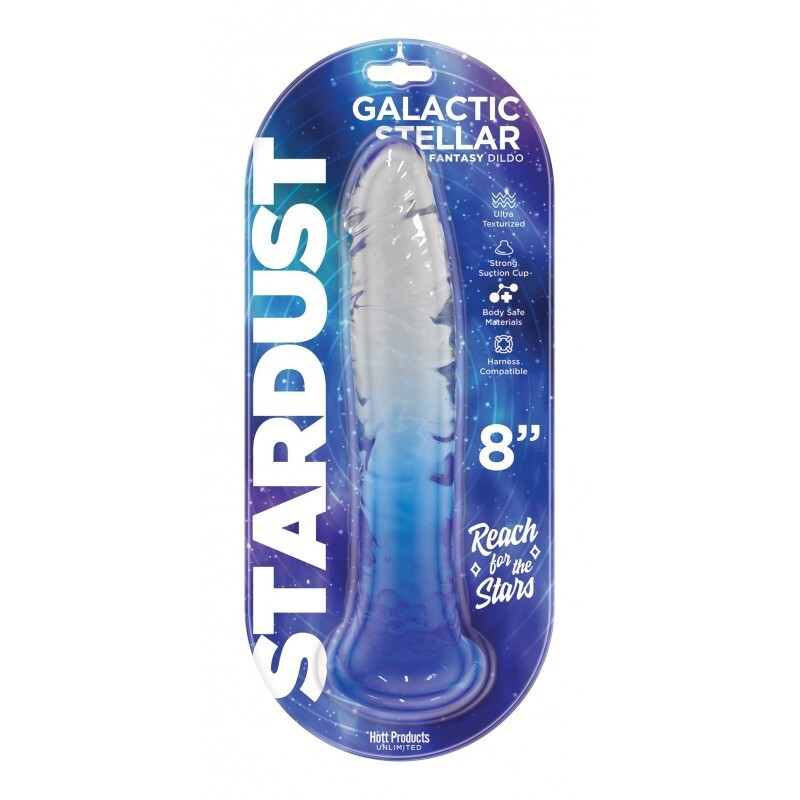 Stardust Galactic Stellar Ultra Textured 8 in. Jelly Fantasy Dildo Crystal Blue